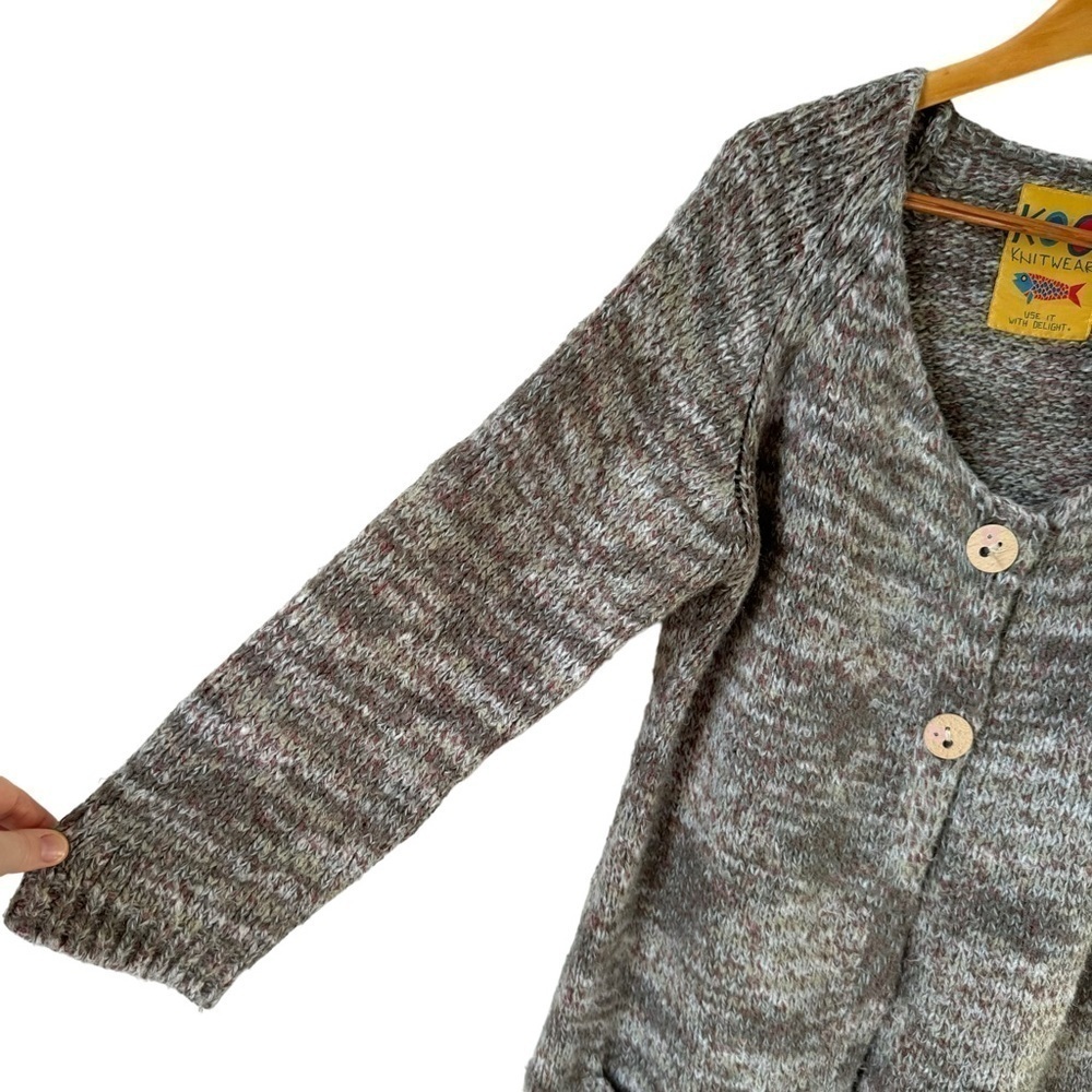 Kooi Knit Wear Mohair Wool Alpaca Two Button Cardigan Beige Women's Large - Picture 3 of 10